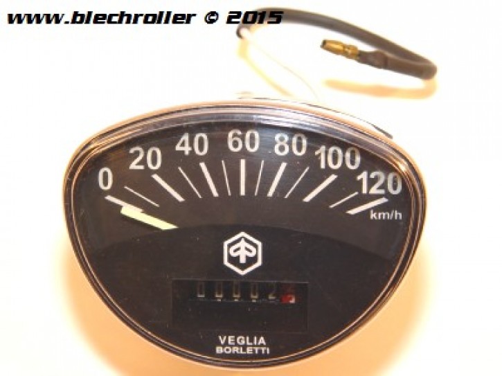 Tachometer PIAGGIO Vespa SS50/SS90/PV/ET3/Super/ SprintV/GTR/TS/Rally - schwarz - Schraubwelle