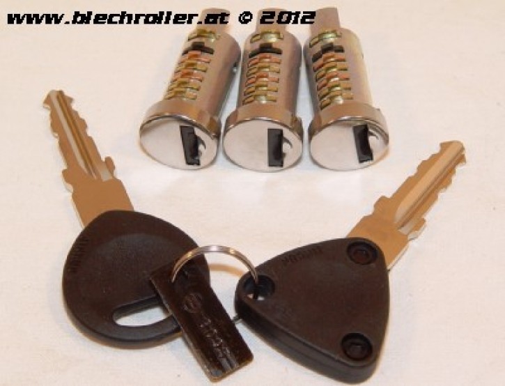 Schließzylinder SET Vespa PK50-125/S/XL/XL2/Automatica/PX80-200/PE/Lusso/98/MY/`11/T5/Cosa - mit 3 Schließzylinder