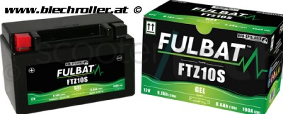 Batterie Fulbat 12 Volt 8,6 Ah FTZ10S - vorgeladen für Italjet, Honda, Husqvarna, Kawasaki, Yamaha