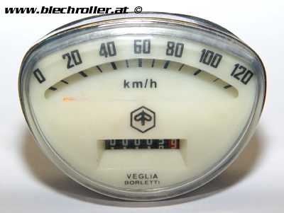 Tachometer PREMIUM für Vespa 125 ET3/GTR/TS/150 Sprint V/Rally/Motovespa 125/150CL/200DS - weiß/cream - Schraubwelle