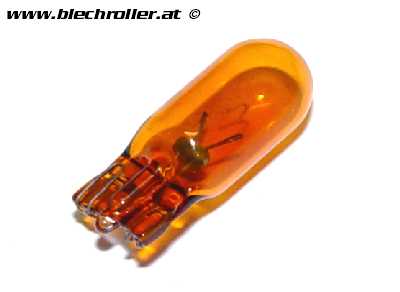 Birne 12V/5W W2, Sockel: 1x9,5d (Glassockellampe mittel orange)