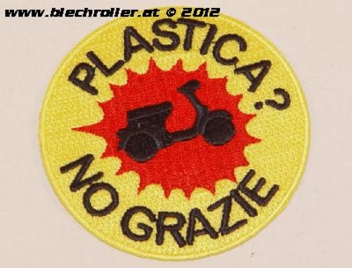 Aufnäher "PLASTICA? NO GRAZIE