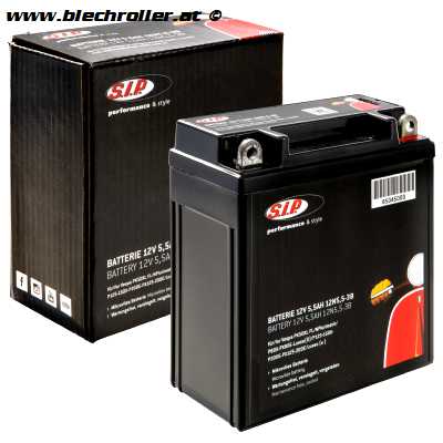 Batterie 12V/5.5Ah, 12N5,5-3B, für Vespa PK50XL FL/N Plurimatic/P80X-PX80E-Lusso (D)/P125-150X-P200E-PX125-200E/Lusso (e), mit Batterie / ...