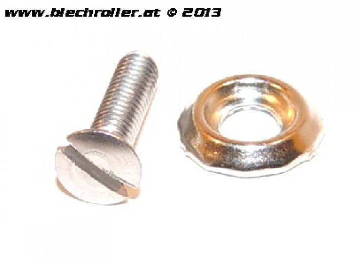 Schraube M4x16mm, Vespa Linsen-Senkkopf, mit Rosette für Scheinwerfer/Chromring etc.