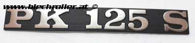 Schriftzug "PK125 S", Seitenhaube links für Vespa PK 125 S/Elestart/Automatica