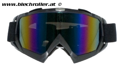 Crossbrille/Endurobrille, Schwarz, verspiegeltes Glas