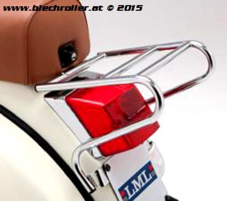 Gepäckträger/Kofferträger hinten klein für Vespa PX/PE/Lusso/T5 /LML Star Deluxe 2T/4T Handschaltung /4T Deluxe/Lite Automatik (CVT) - Chrom