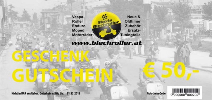 Geschenkgutschein € 50.- wird gedruckt zugestellt