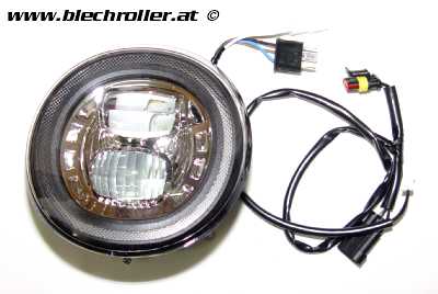 Scheinwerfer MOTO NOSTRA LED HighPower für Vespa GT/GTS/GTL/GTS 125-300 (-2018) - verchromter Reflektor