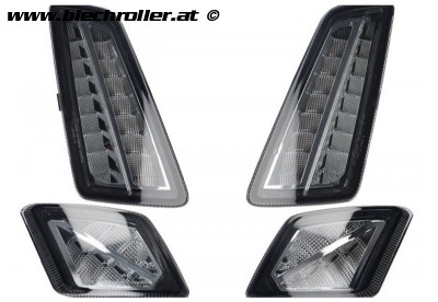 Blinker-Set vorne+hinten MOTO NOSTRA, dynamisches LED Lauflicht, Tagfahrlicht vorne + Positionslicht hinten für Vespa GTS 125-300 HPE (2023-) - smoked