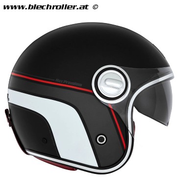 Jethelm NOX Heritage Line, Schwarz matt Rot - Größe: L