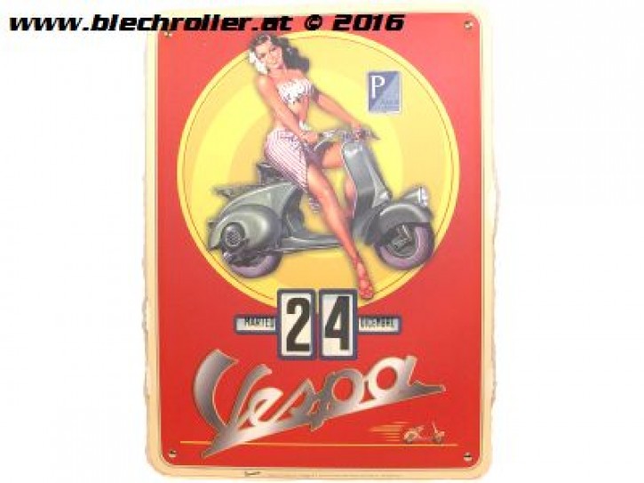 Vespa endlos Kalender - ROT "ital. Mädchen auf Vespa