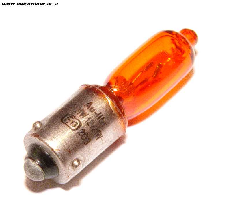 Birne 12V/21W, Sockel: BAY9s Halogen gelb/orange mit E13-Prüfzeichen