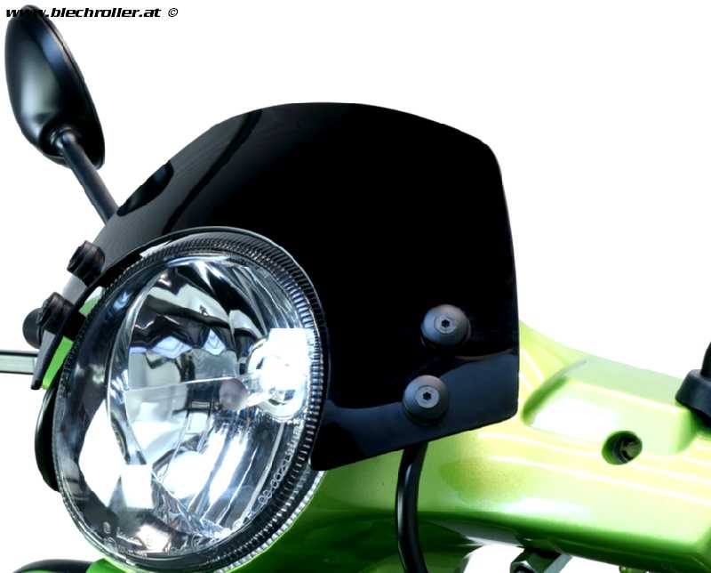 Windschutzscheibe mit schwarzen Haltern MOTO NOSTRA, Vespa GT, GTL, GTS, GTS  Super 125-300ccm - schwarz/getöntes Glas